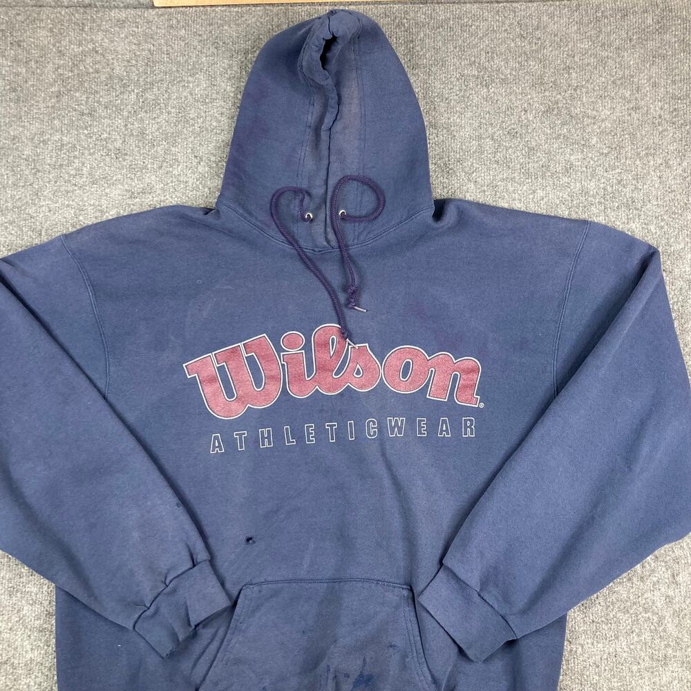 Wilson Hoodie Mens XXL Navy‎ Pullover Graphic Athleticwear Kangaroo Pocket
